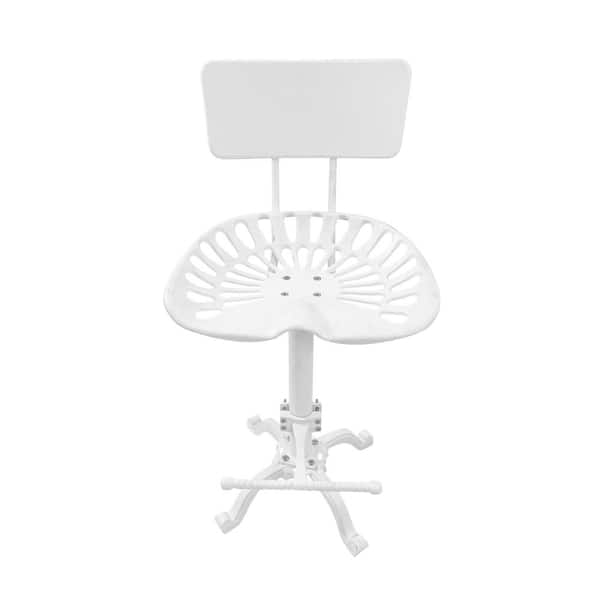 Unbranded August 23 in. White Low Back Metal Bar Stool
