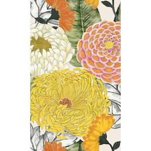 Orange Floral Bloom Print Non-Woven Paste the Wall Textured Wallpaper 57 sq. ft.