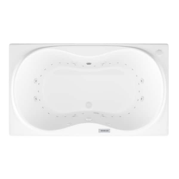 Star Diamond Series 6 ft. Center Drain Rectangular Drop-in Whirlpool and Air Bath Tub in White