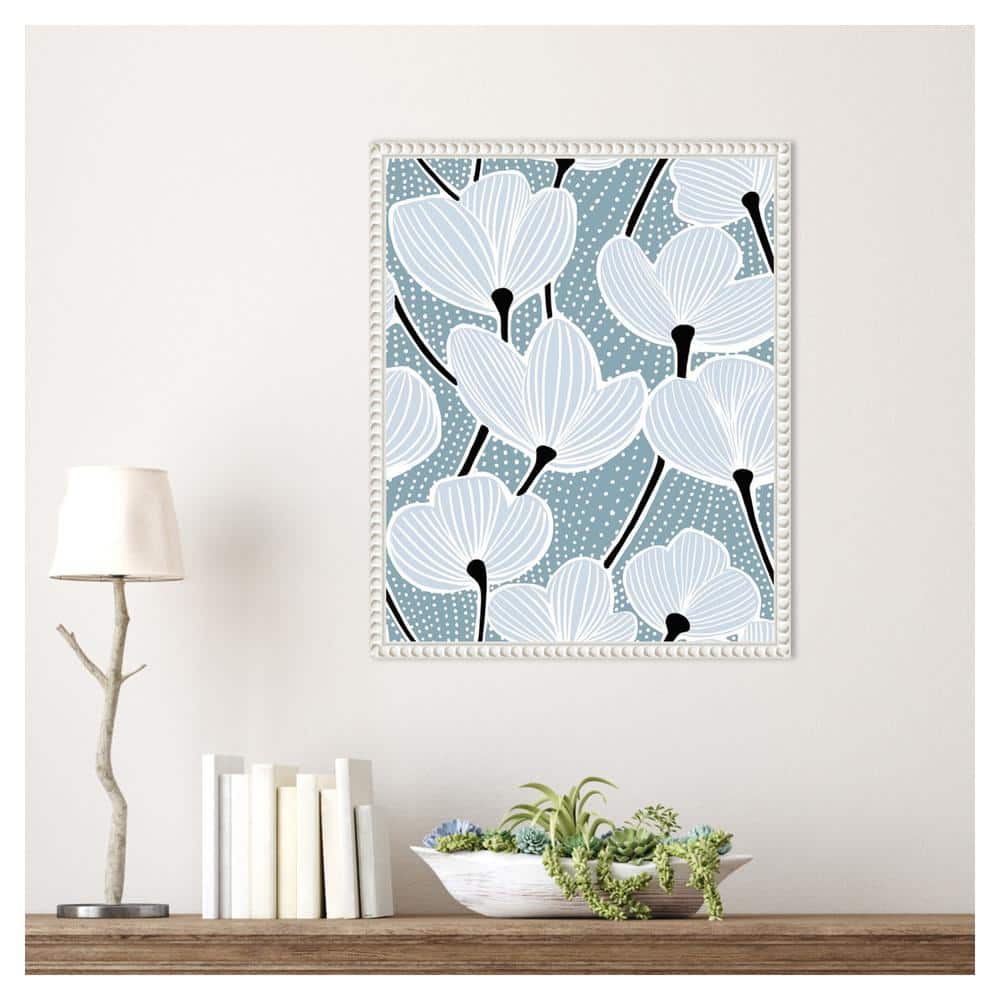 Modern Poppy I White and Blue Canvas Wall Art