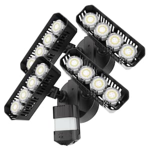 700-Watt Equiv 7000 Lumen 180° Black Motion Sensing Dusk to Dawn Integrated LED 5000K Waterproof Flood Light, 2-Pack