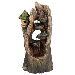 Resin Hollow Tree Outdoor Waterfall Fountain