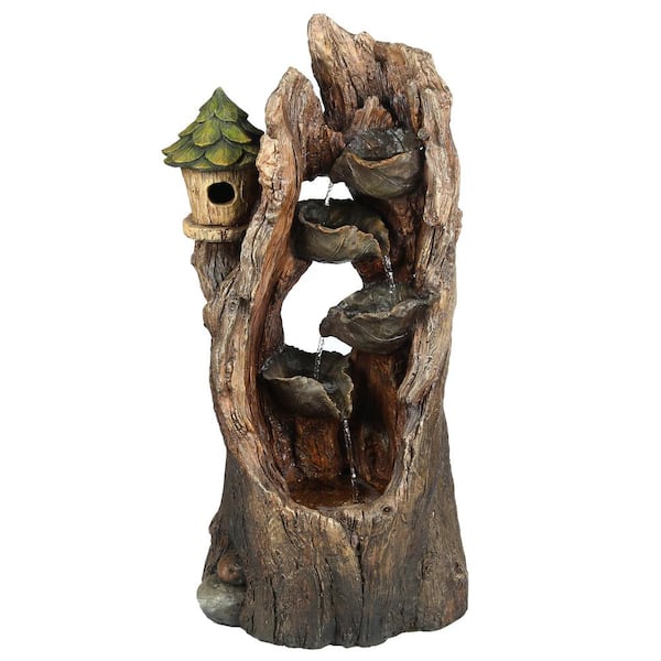 LuxenHome Resin Hollow Tree Outdoor Waterfall Fountain WHF991 - The ...