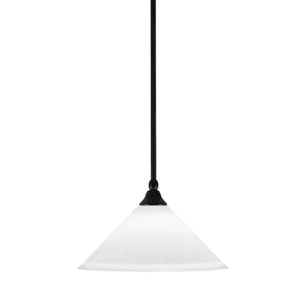 Unbranded Sparta 100-Watt 1-Light Matte Black Shaded Pendant Light Mini Pendant with 12 in. Frosted Crystal Glass No Bulb Included