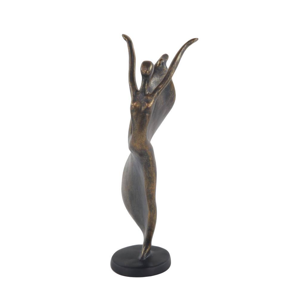 13" Brass Polystone Dancer Sculpture with Metallic Gold Finish