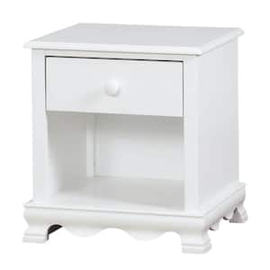 19 in. Silver and Beige 1-Drawer Metal Nightstand