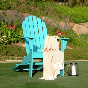 Moni Mahogany Wood Turquoise Adirondack Chair FREE Tray Table