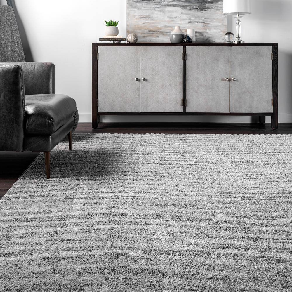 Gray Round Synthetic Reversible Area Rug, 4'0"x4'0"