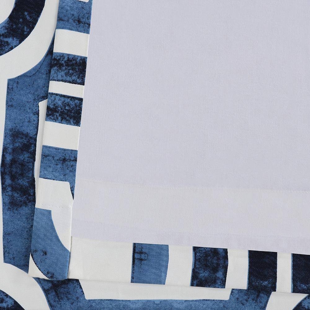 Mecca Blue Geometric Cotton Room Darkening Curtain Panel