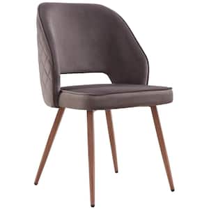 Brown Fabric Accent Leisure Dining Chair with Metal Legs (Set of 2)