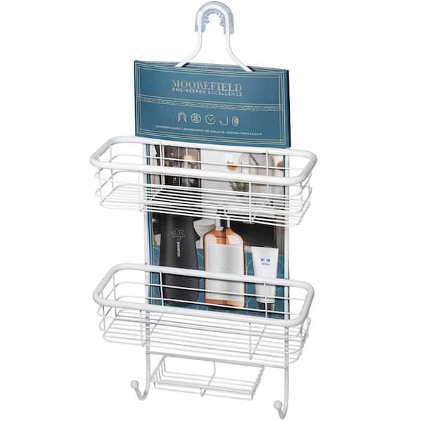 3-Tier Over the Shower Caddy with Tubular Accents in Matte White