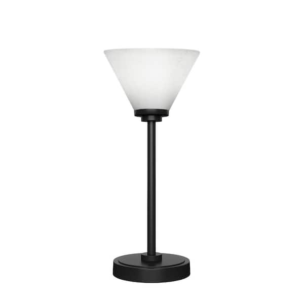 Unbranded Quincy 16.5 in. Matte Black Accent Lamp with White Muslin Glass Shade