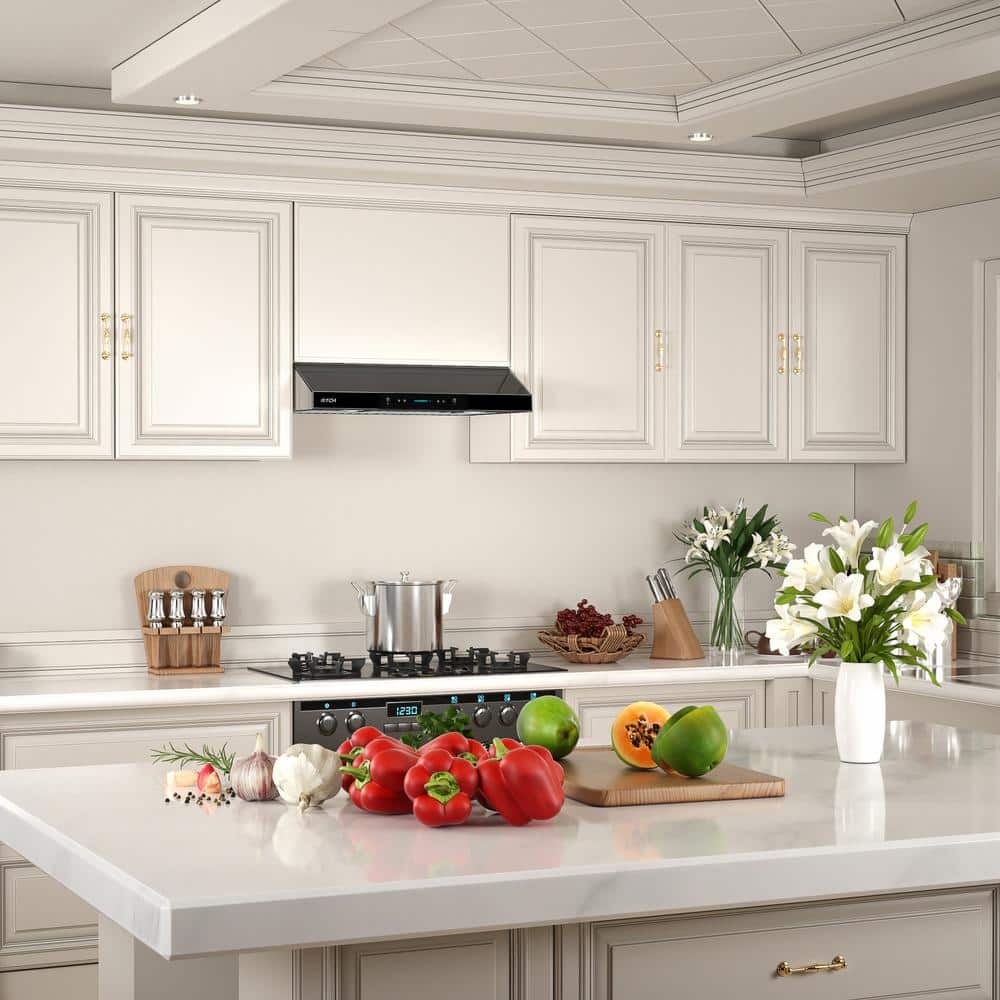 30'' Black Stainless Steel Under Cabinet Range Hood with LED Lights