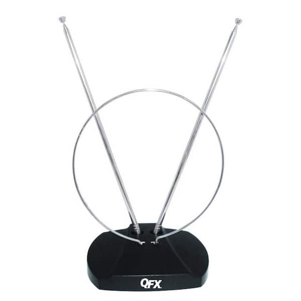 QFX 90° Rotating Antenna HD DTV UHF VHF FM, Black