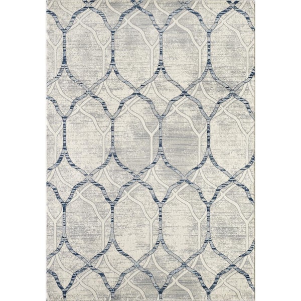 Abani Arto Grey 7 ft. 9 in. x 10 ft. 2 in. Geometric Polypropylene Area Rug