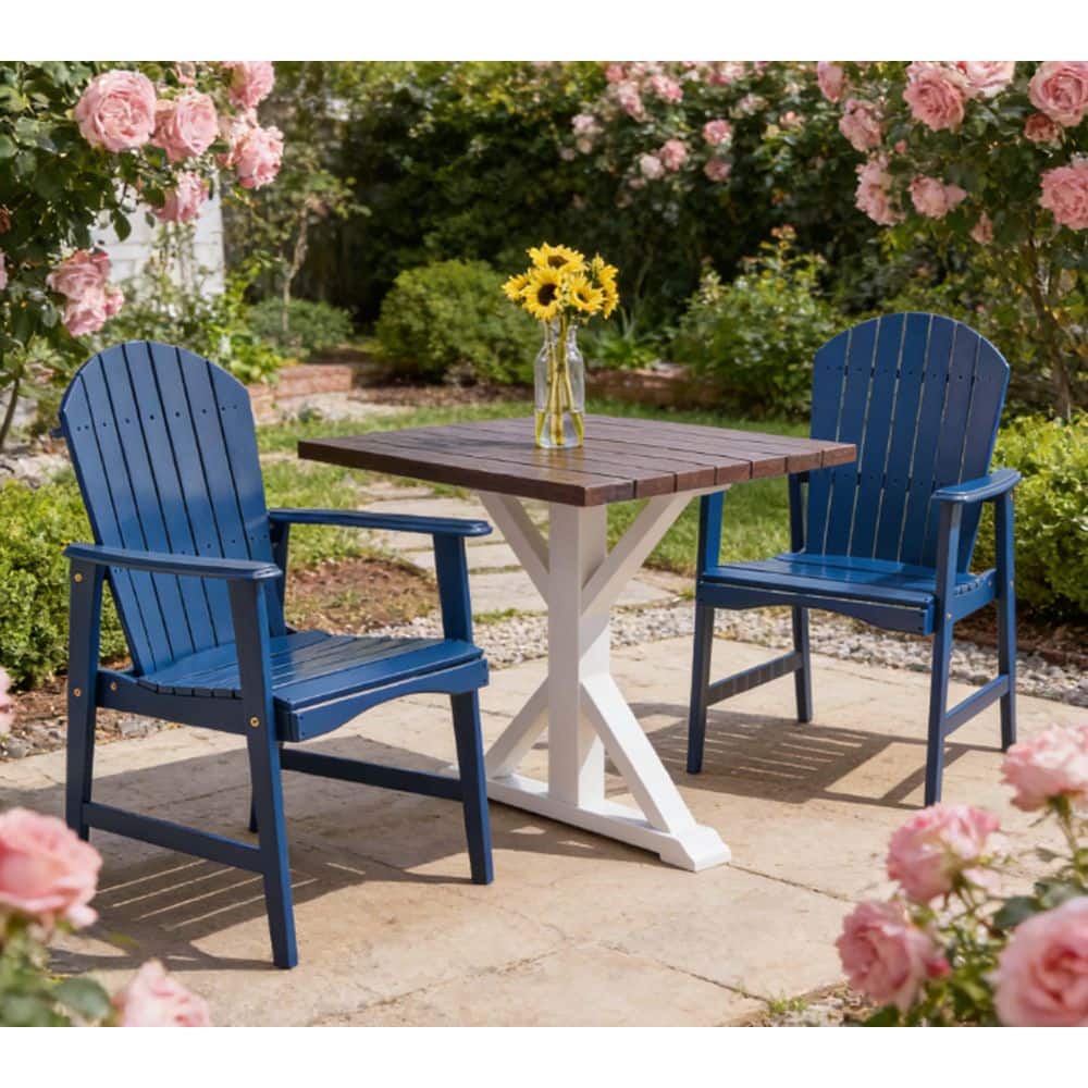 Blue Acacia Wood Outdoor Dining Chair in Blue for Backyard, Poolside, Garden (Set of 2) price history on PriceWatchPro