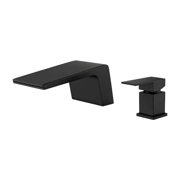 Arc Waterfall Single Handle Double Hole Bathroom Faucet in Black