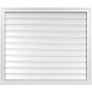 40 in. x 34 in. Vertical Surface Mount PVC Gable Vent: Functional with Brickmould Sill Frame