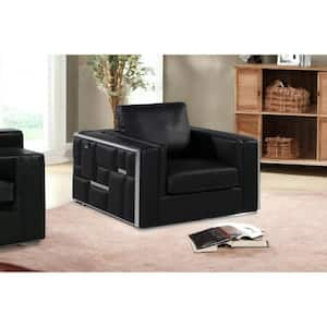 Black Club Chair Set of 1 with Removable Cushions