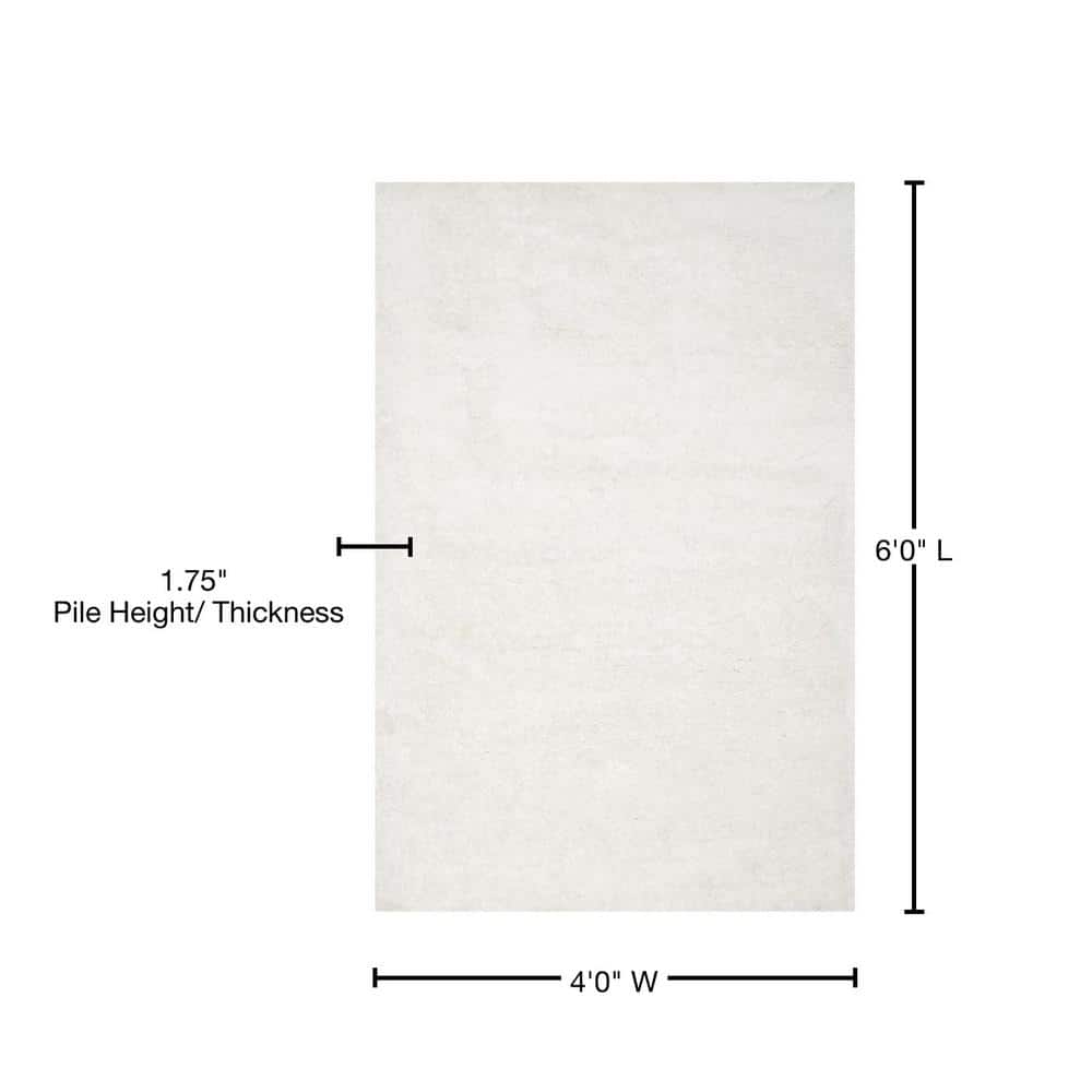 Snow White 4' x 6' Hand-Tufted Shag Rug