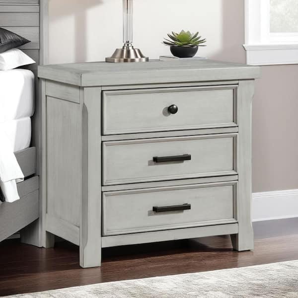 Brok Light Gray and Black 3 Drawer 17 in W Nightstand