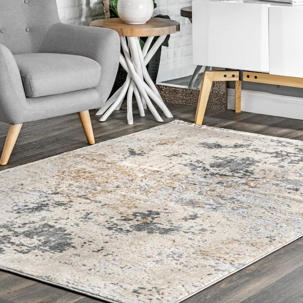 Modern Abstract Living Room Area Rug Beige Flatwoven Accent -  Hong Kong