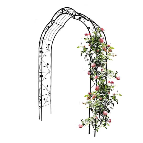 Zeus & Ruta 98.4 in. x 59 in. Metal Garden Arch Assemble Freely with 8 Styles Garden Arbor Trellis