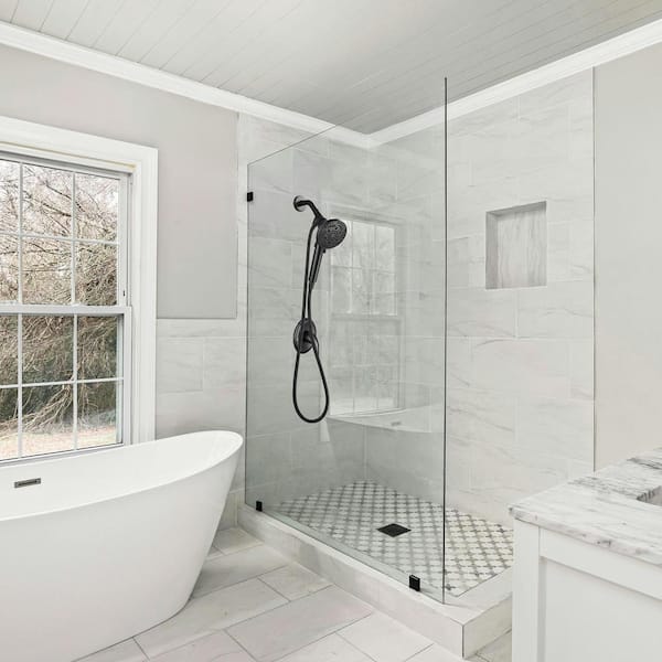 7-Spray 4.92 in. Wall Mount Adjustable Filtered Handheld Shower Heads Removable Shower Hose 1.8 GPM in Black