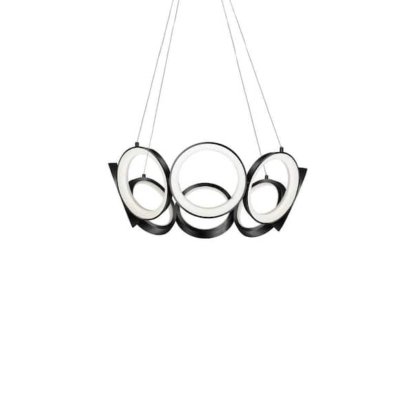 Oros 24 in. 8-Light 78-Watt Black Integrated LED Chandelier