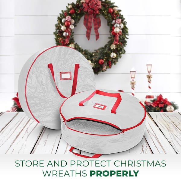 TreeKeeper 30 in. Artificial Padded Christmas Wreath Storage Bag