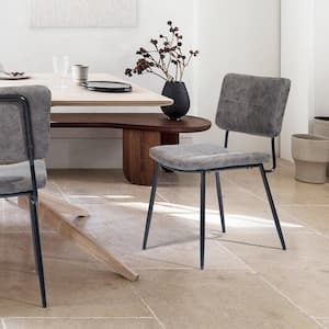 Karomi Grey Faux Leather Upholstered Side Dining Chairs(Set of 2)
