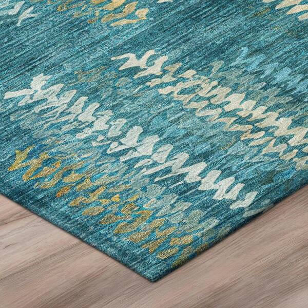 Chantille Machine Washable Indoor/Outdoor Abstract ACN2892 Teal 10 ft. x 14 ft. Area Rug