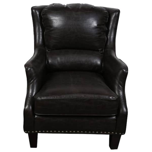 PORTER DESIGNS Wrangler Espresso Brown Leather and Cow Pattern Accent Chair