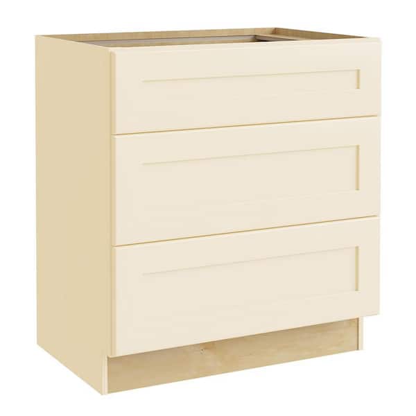 Home Decorators Collection Norfolk 24 In W X 34 5 H D Blended Cream Painted Drawer Base Fully Assembled Cabinet Recessed Panel Shaker Door Style