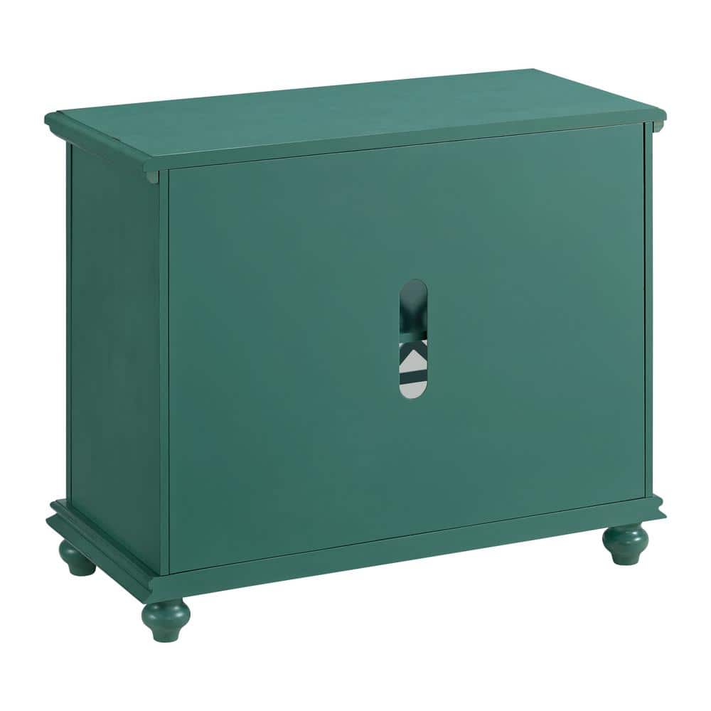 Parisian Antique Teal TV Stand with Trellis Glass Doors
