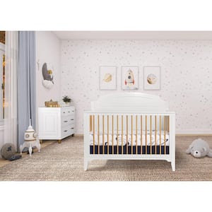JPMA & Greenguard Gold Certified Natural White Milton 5 in 1 Convertible Crib made with Sustainable New Zealand Pinewood