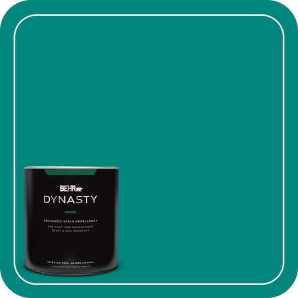 BEHR DYNASTY 1 qt. #P450-7 Mystic Turquoise Semi-Gloss Enamel Interior Stain-Blocking Paint and Primer