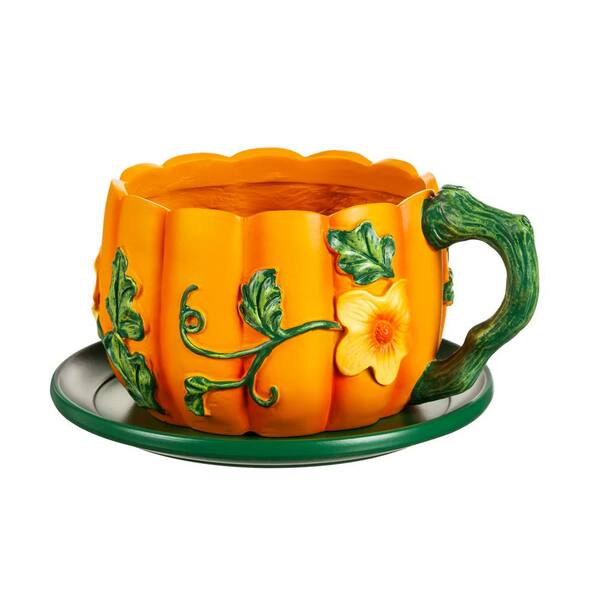 TINYMILLS Fall Harvest Pumpkin 14oz Travel Mug with Sleeve - Eco-Friendly Reusable Plant Fiber Travel Mug, Clear