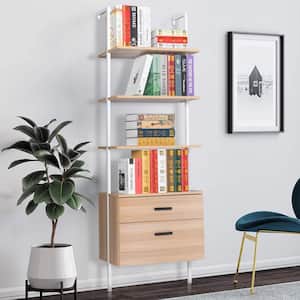 23.62 in. W Nutural Finish 4-Shelf Industrial Bookcase
