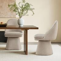Spruce & Spring Cora Khaki Fabric Upholstered Swivel Dining Chair with Wood Frame for Diningroom Livingroom （Set of 4) 4-SSDC7Y050-G0402110