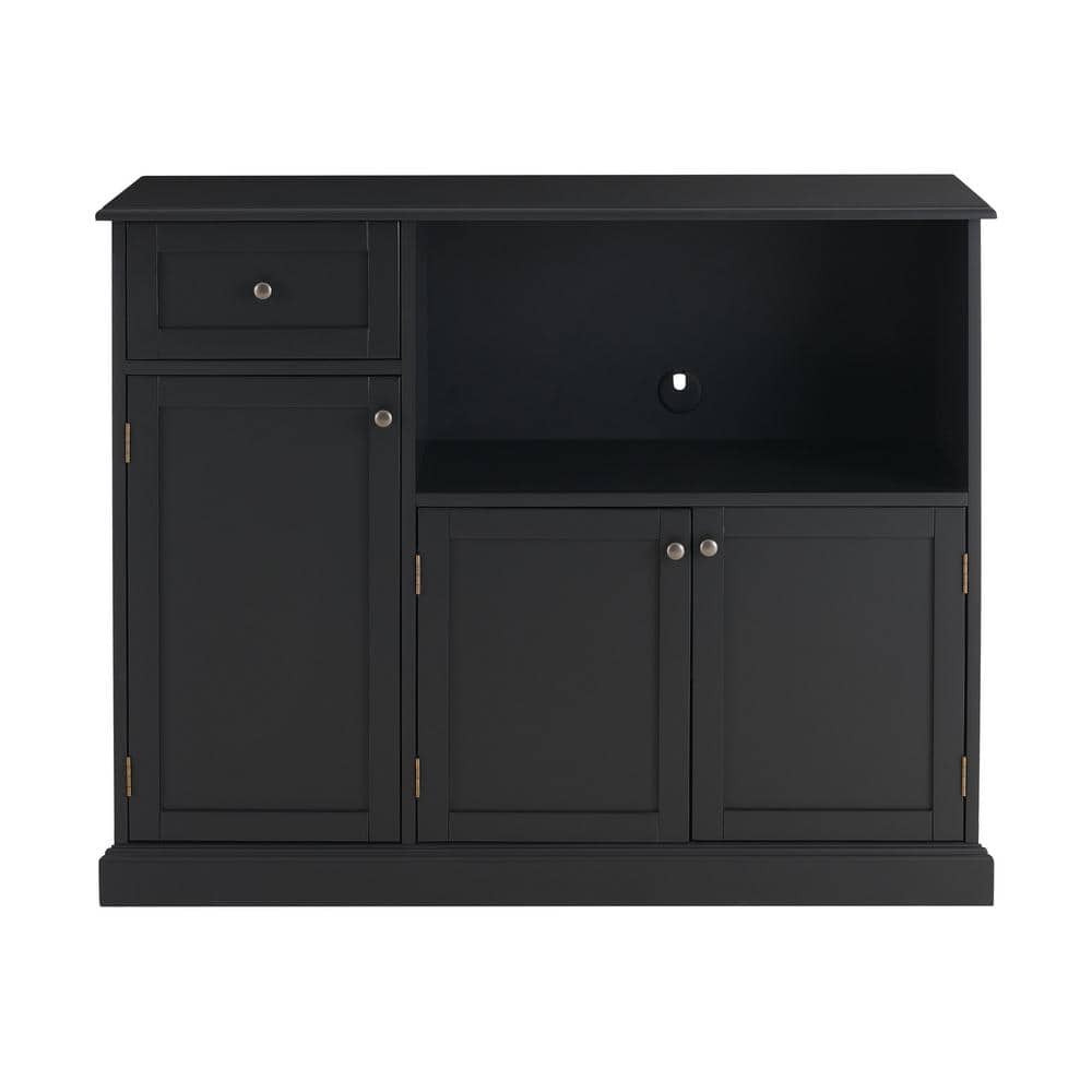 Black Wood Transitional Kitchen Pantry (46 in. W x 36 in. H)