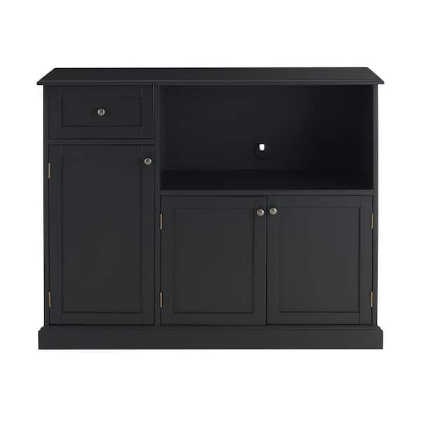 Black Wood Transitional Kitchen Pantry (46 in. W x 36 in. H)