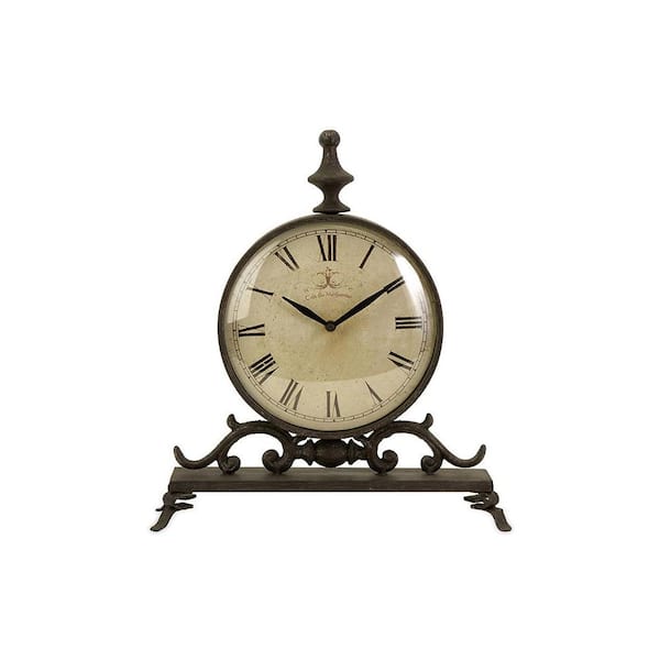 IMAX Churchill 14 in. x 12.5 in. Round Iron Table Clock
