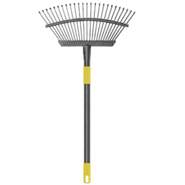 61 in. Alloy Steel Rake Garden Rakes with 25 Tines for Leaves and Grass