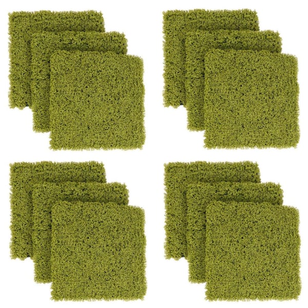 Costway 20 in. Plastic Faux Green Moss Panels Garden Fence with Insertable Branches Stable X-Shaped Structure (Set of 12)