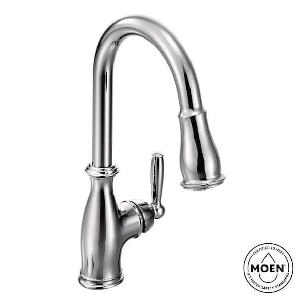 Brantford Single-Handle Pull-Down Sprayer Kitchen Faucet with Reflex and Power Boost in Chrome