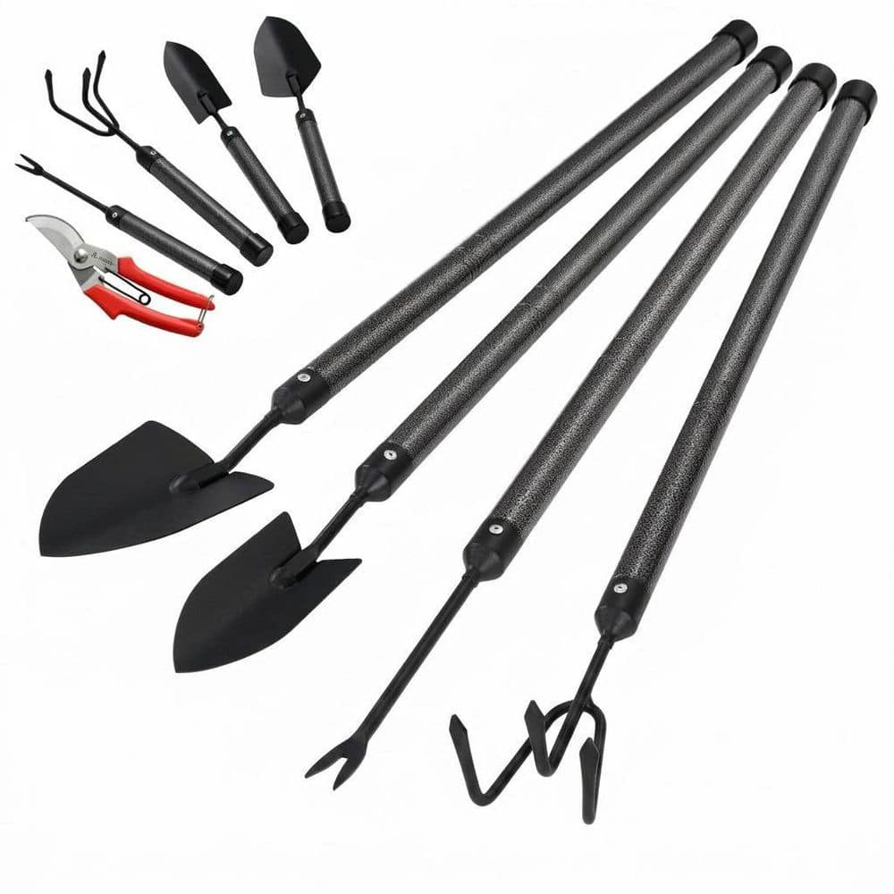 5-Piece Garden Tool Set with Extended Long Handle Stainless Steel Trowels Hand Rake Weeder Pruning Shears price history on PriceWatchPro