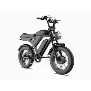 20 in. Aluminum Fat Tire Electric Bike in Gray, Full Suspension