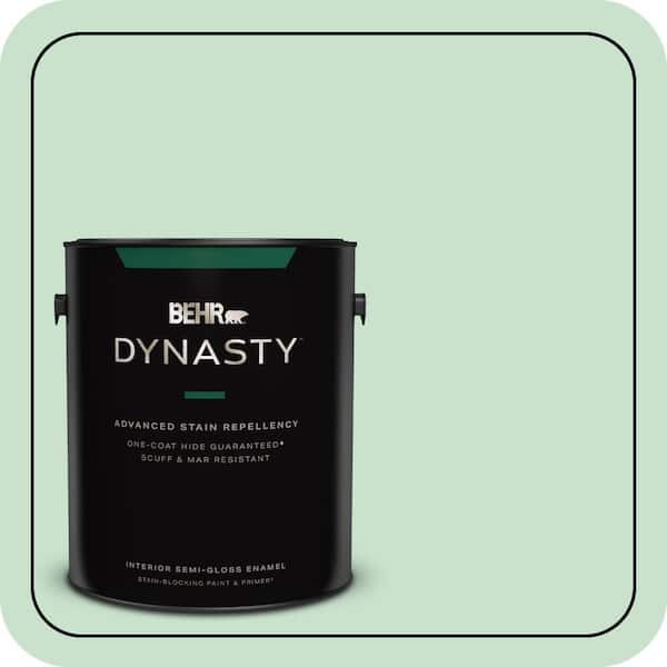 BEHR DYNASTY 1 gal. #M410-2 Wishful Green Semi-Gloss Enamel Interior Stain-Blocking Paint & Primer