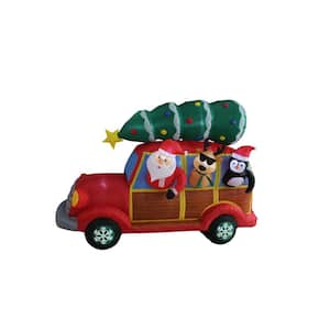5 ft. H x 3.5 ft. W x 6.5 ft. L LED Lighted Christmas Inflatable Santa's Christmas Woody Van
